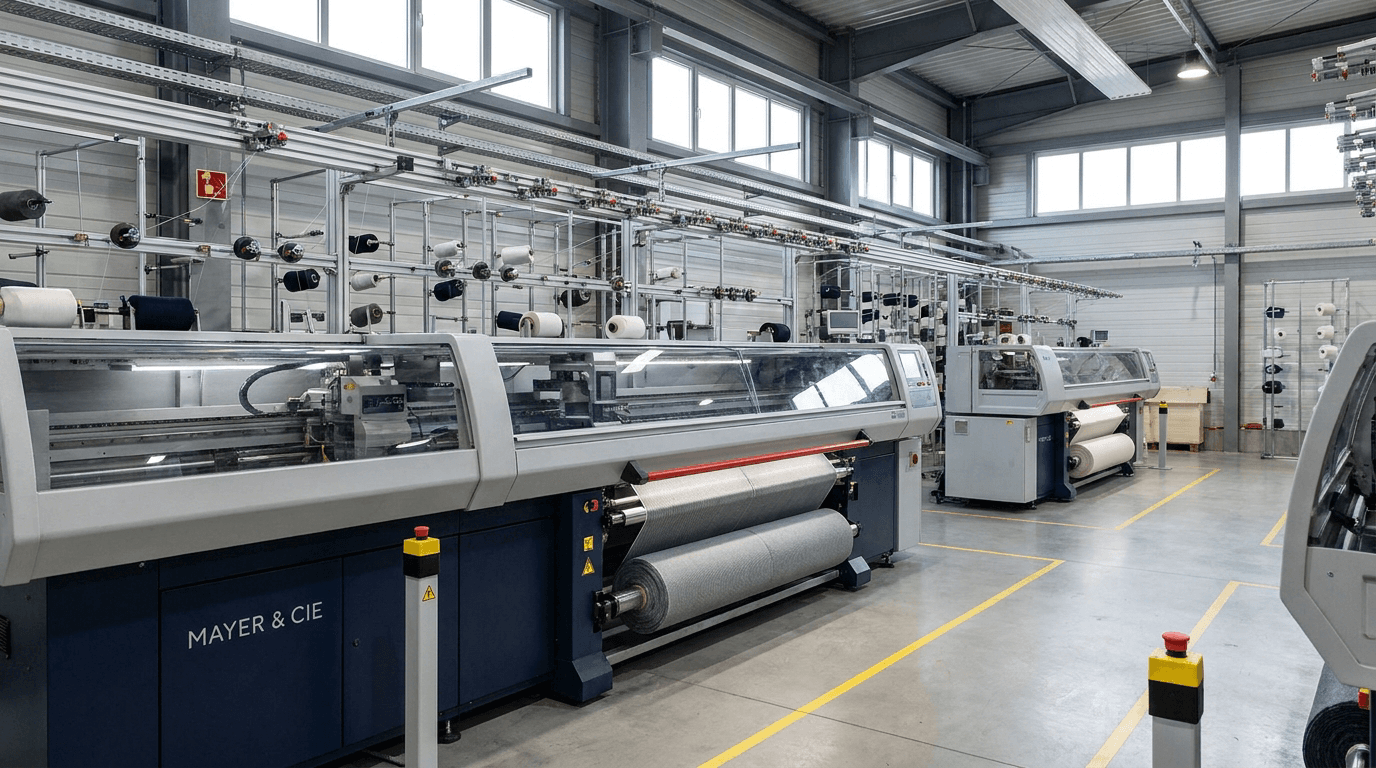 Industrial equipment installation scene used for textile machinery handling